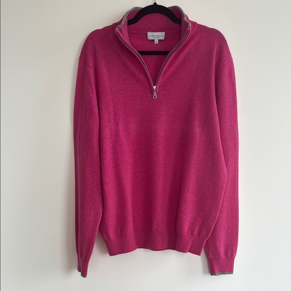 Neiman Marcus Cloud Cashmere 1/4 Zip Sweater – Size XL – Raspberry Pink Pullover